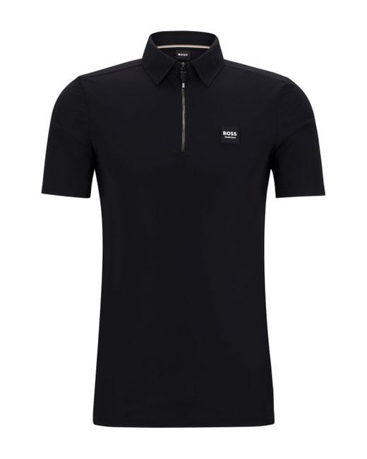 Boss Reitsport-Trainingsshirt mit charakteristischem Logo-Aufnäher in Black für Herren