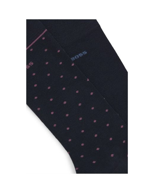 Boss Blue Two-Pack Of Regular-Length Socks With Logo Details for men