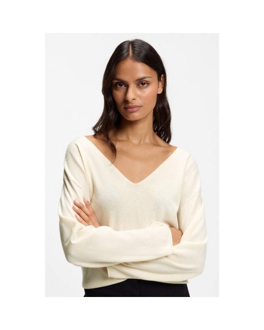 Boss White V-Neck Sweater