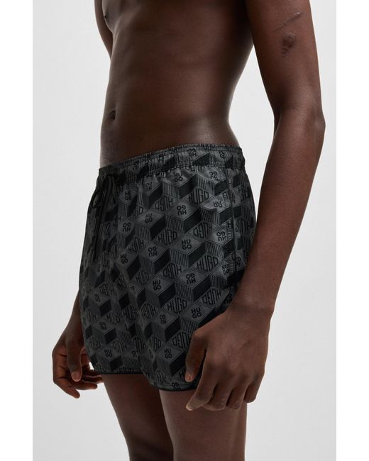 HUGO Gray Dark Grey Men's Swim Shorts Size M for men