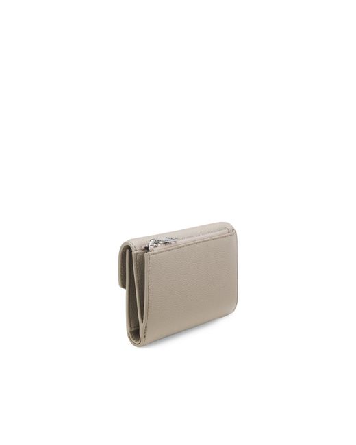 HUGO Gray Grained Faux-Leather Flap Wallet With Stacked-Logo Trim