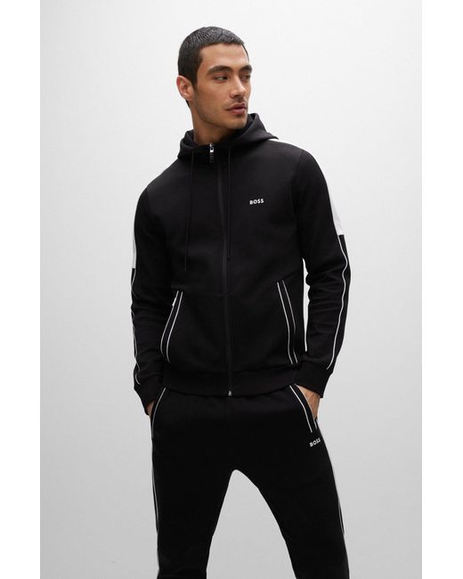 BOSS by Hugo Boss Black Cotton-blend Tracksuit With Piping And Logos for men