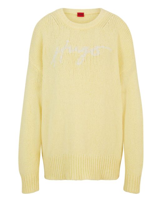 HUGO Yellow Pullover SAREED Oversize Fit