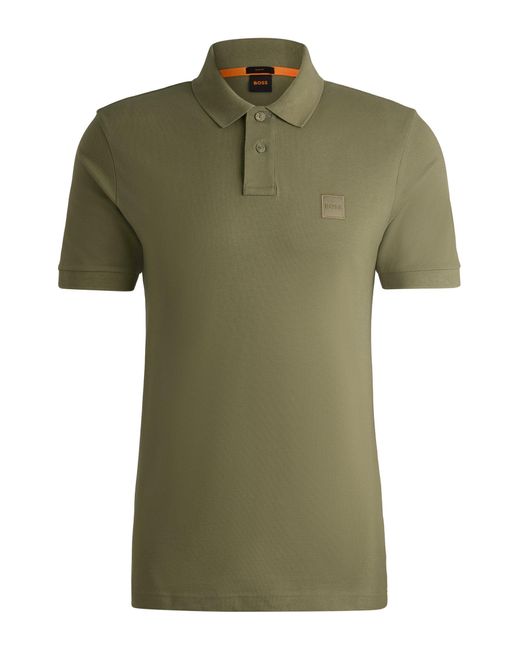 Boss Green Stretch-cotton Slim-fit Polo Shirt With Logo Patch for men