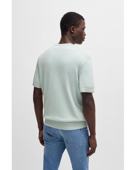 Boss Gestricktes Regular-Fit T-Shirt Aus Baumwolle Und Kaschmir in Green für Herren