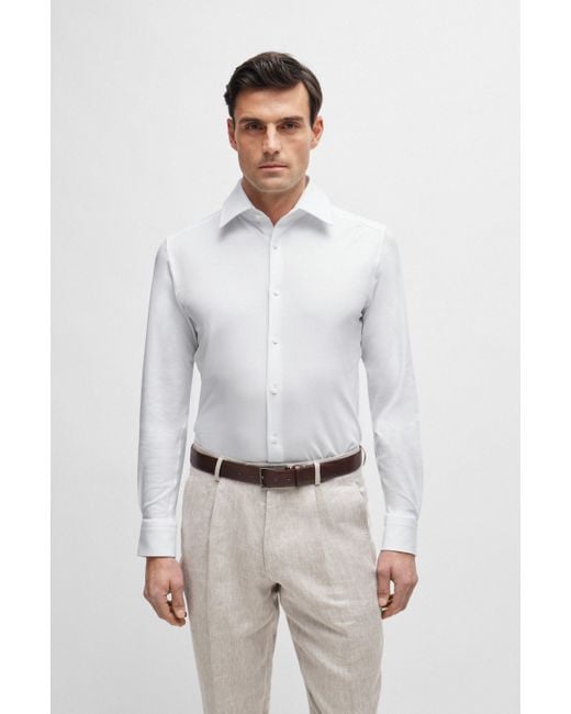 Boss Slim-fit Overhemd Van Stretchkatoen in het White voor heren