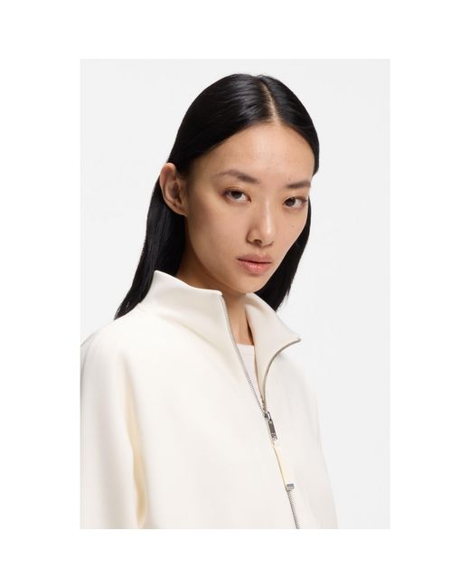 Boss White Loose-Fit Bomber Jacket