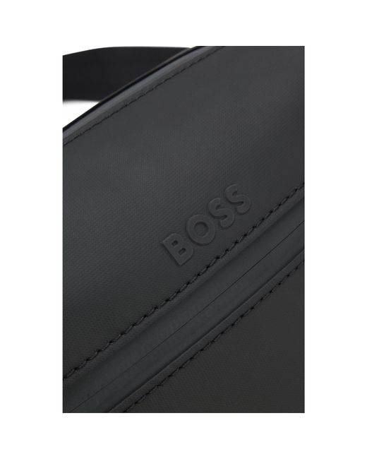 Boss Black Faux-Leather Reporter Bag With Reflective Details for men