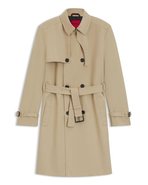 Trench déperlant avec ceinture à boucle HUGO pour homme en coloris Natural