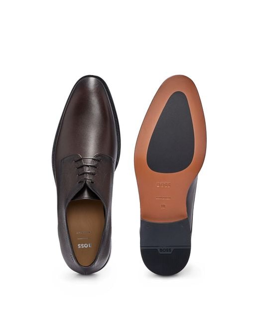 Boss Multicolor Italian-made Derby Shoes In Smooth And Printed Leather for men