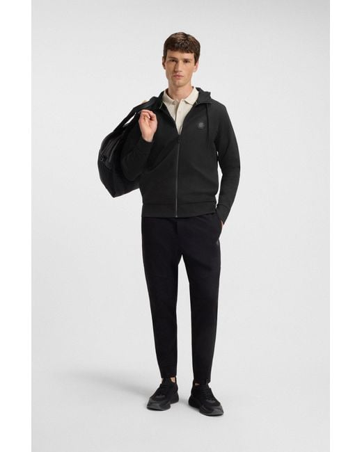 Boss Relaxed-Fit Hoodie Aus Baumwoll-Mix Mit Double-B-Monogramm in Black für Herren