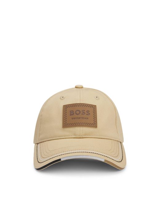 Boss Cap Met Retro-Geïnspireerde Logopatch Voor Ruiters in het Natural