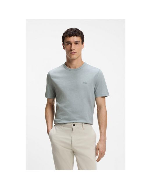 Boss Gray Cotton-Jersey T-Shirt With Logo Detail for men