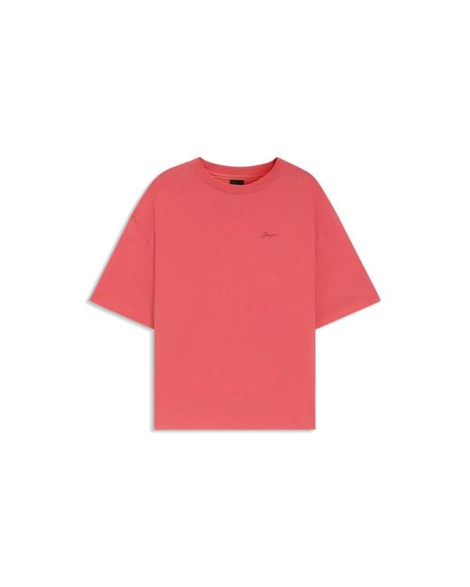 Boss Red Cotton-Jersey T-Shirt With Logo Graphics