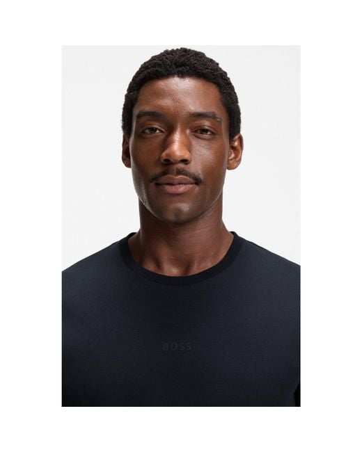 Boss Black Cotton Pyjama Set With All-Over Print T-Shirt for men