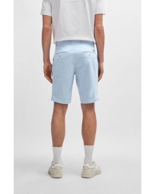 Boss Slim-Fit Shorts aus elastischem Baumwoll-Twill in Blue für Herren
