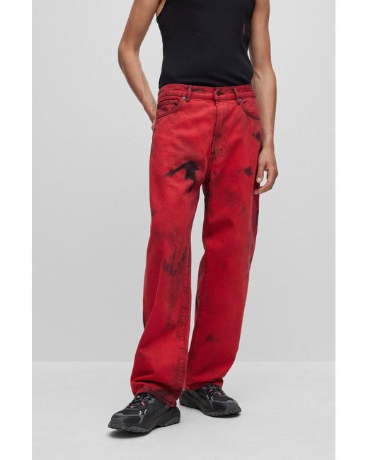 HUGO Red Regular-fit Jeans In Dip-dyed Rigid Denim for men