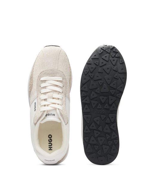 HUGO Sneakers Met Suède Afwerking En Gestructureerd Bovenwerk in het White