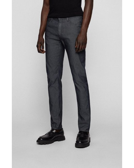 BOSS by Hugo Boss Gray Tapered-fit Jeans In Overdyed Stretch Denim for men