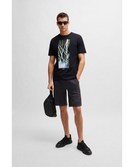 Boss Black Regular-fit T-shirt In Stretch Cotton With Seasonal Artwork for men