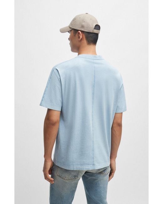 Boss Relaxed-Fit T-Shirt aus reiner Baumwolle mit Logo-Stickerei in Blue für Herren