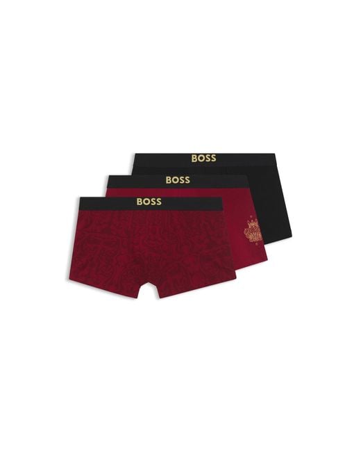 Boss Red Three-Pack Of Stretch-Cotton Trunks for men