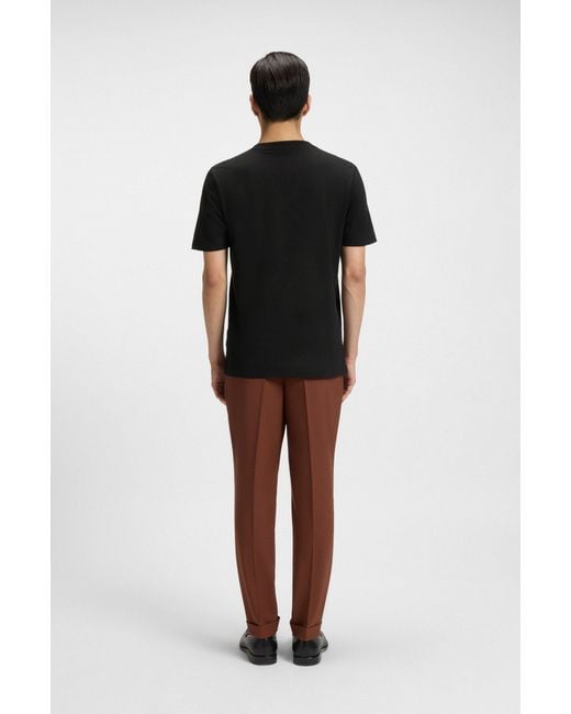 Boss Black Cotton-Blend T-Shirt With Bubble-Jacquard Structure for men