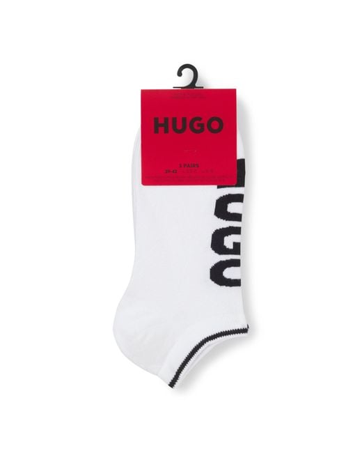 HUGO White Three-Pack Of Ankle Socks With Logos for men