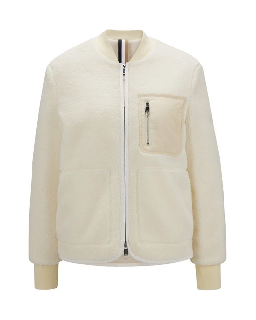 BOSS by HUGO BOSS Regularfit Puffer Jacket In Soft Teddy in White