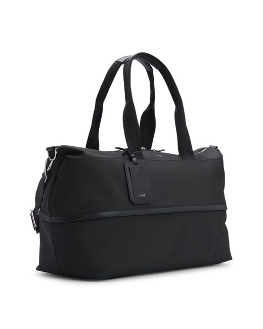 Boss Black Expandable Holdall With Signature Trims for men