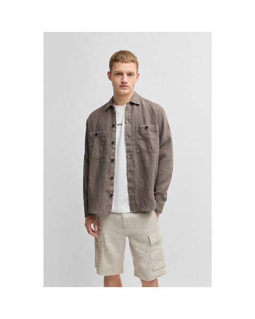 Boss Brown Oversized-Fit Shirt for men