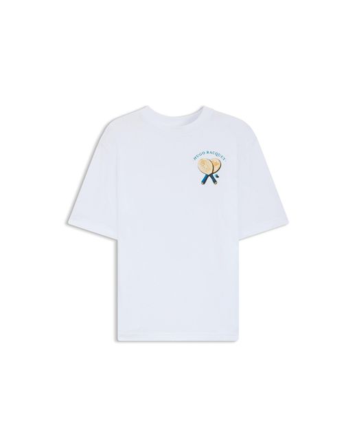 HUGO White Cotton-Jersey T-Shirt With Rear Printed Artwork for men