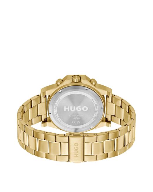 HUGO Metallic Link-bracelet Watch With Gold-tone Dial for men