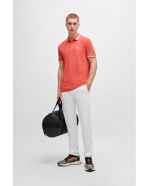 Boss Red Polo Shirt With Contrast Logo Details for men