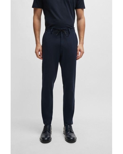 Boss Blue Slim-fit Trousers In Performance-stretch Jersey for men