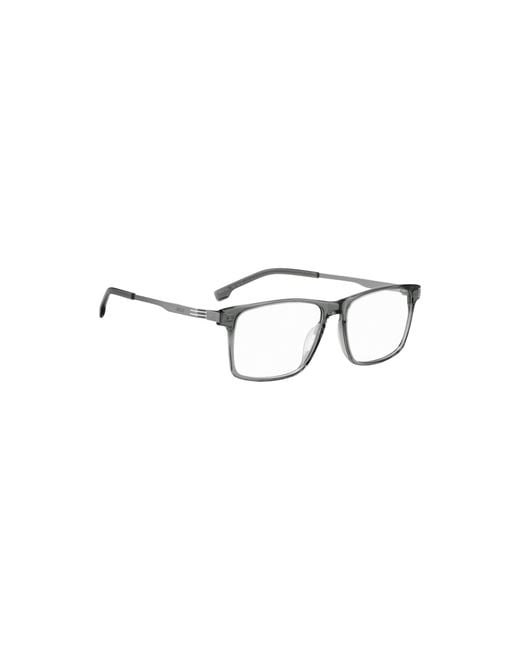 Boss Gray Acetate Optical Frames With Temple Stripe for men