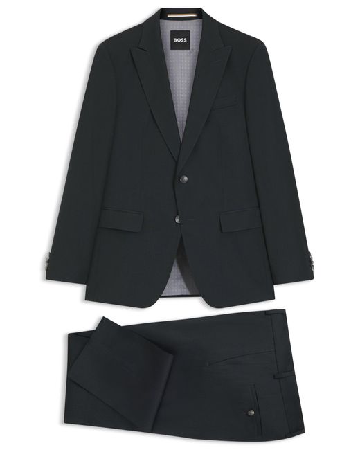 Boss Tweedelig Slim-Fit Pak Van Een Wolmix in het Black voor heren
