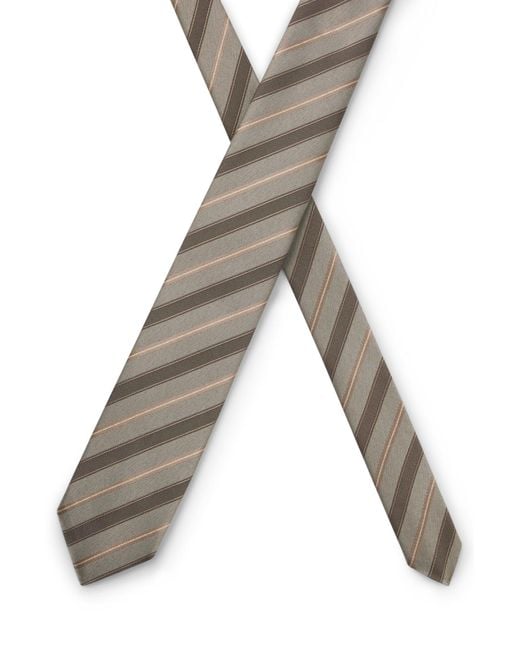 Boss Krawatte Aus Seiden-Jacquard Mit Diagonalen Streifen in White für Herren