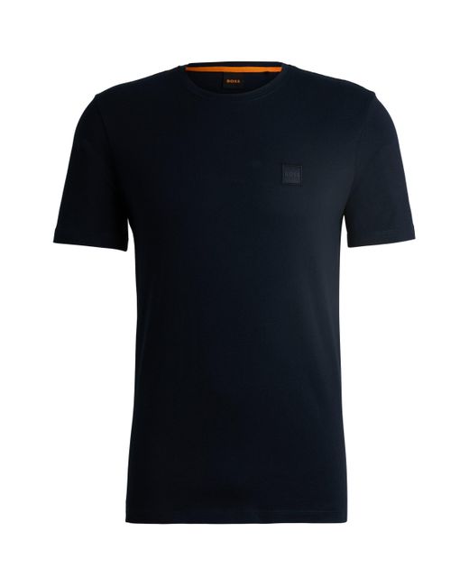 Boss T-shirt Van Katoenen Jersey Met Logopatch in het Black voor heren