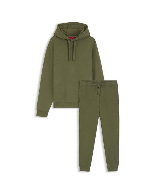HUGO Green Cotton Tracksuit Set for men