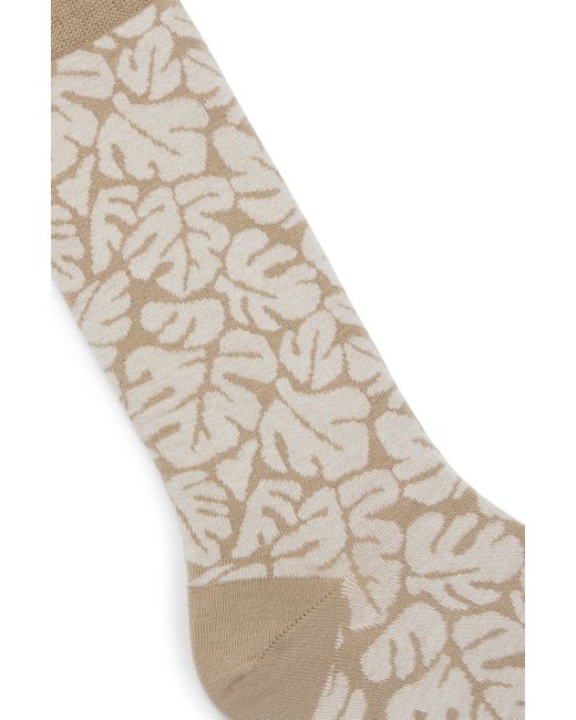 Boss White Regular-length New-season Socks With Leaf Pattern for men