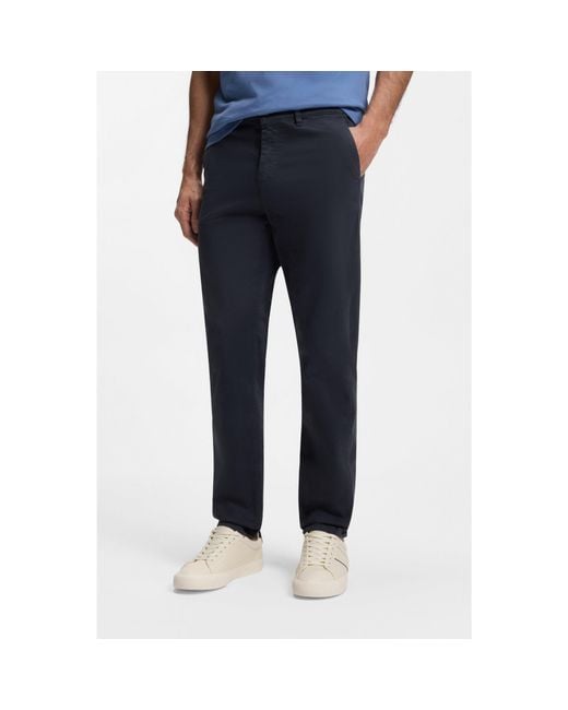 Boss Blue Tapered-Fit Trousers for men