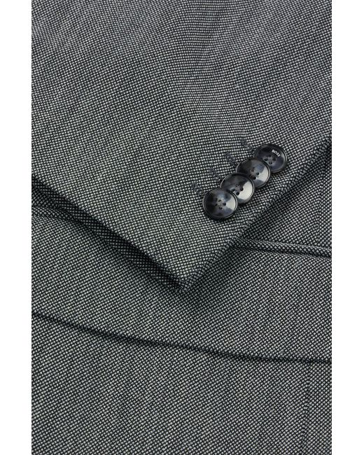 Boss Gray Regular-fit Suit In Micro-patterned Crease-resistant Fabric for men