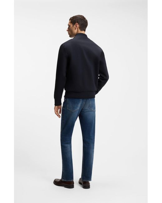 Boss Sweatjacke Aus Merzerisierter Baumwolle Mit Reißverschluss Und Double-B-Monogramm in Blue für Herren