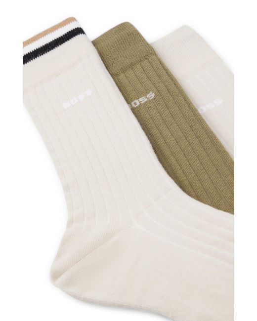 Boss Mittelhohe Socken aus Baumwoll-Mix im Dreier-Pack in White für Herren