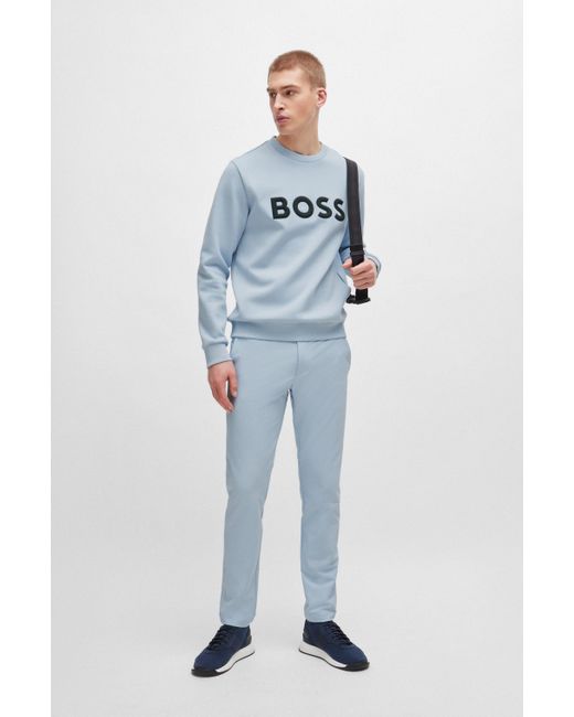 Boss Sweatshirt Van Een Katoenmix Met 3d-gevormd Logo in het Blue voor heren