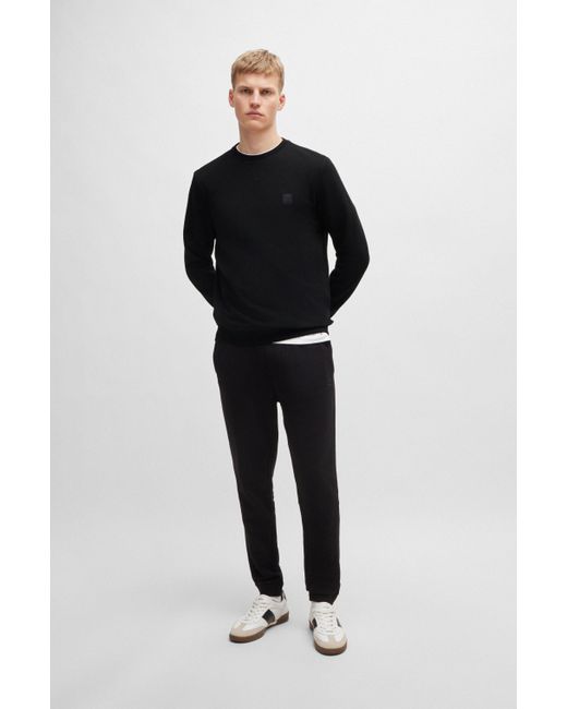 Boss Relaxed-fit Sweatshirt Van Katoenen Badstof Met Logopatch in het Black voor heren