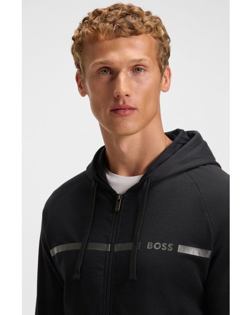 Boss Jack Van Katoenen Sweatstof Met Logo En Streep in het Black voor heren