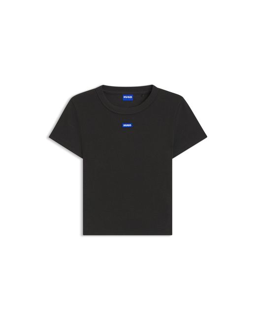 HUGO Black Slim-Fit Cropped T-Shirt