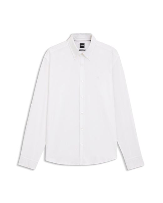 Boss Regular-Fit Overhemd Van Oxfordkatoen in het White voor heren
